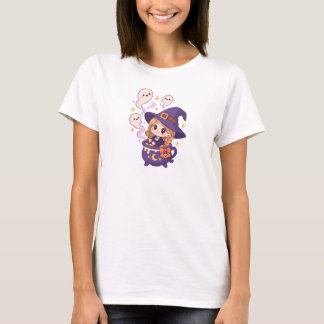 Söt Halloween-häxa med spöken T Shirt