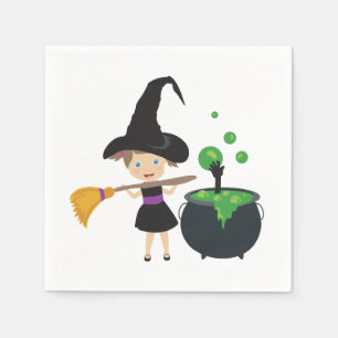 Söt Halloween-häxa Pappersservett