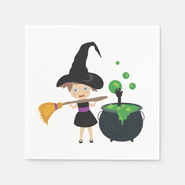 Söt Halloween-häxa Pappersservett (Framsidan)