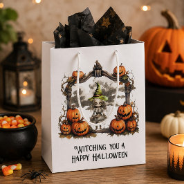 Söt Halloween-häxa Skelett Pumpa
