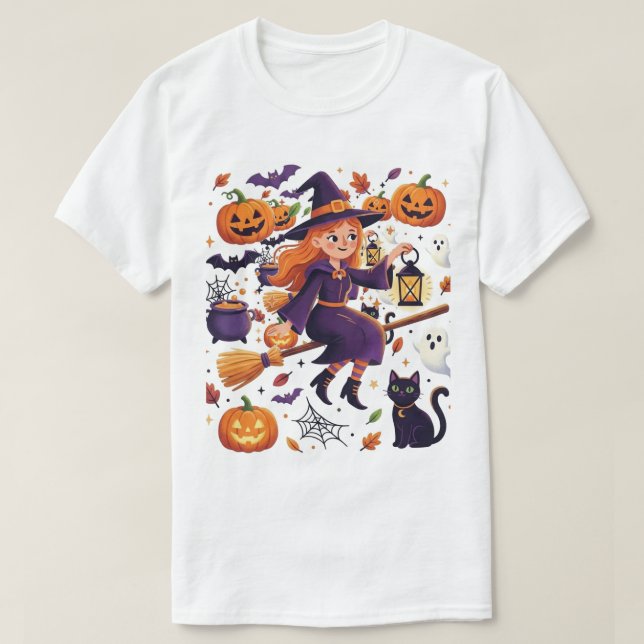 Söt Halloween-häxa T Shirt (Design framsida)