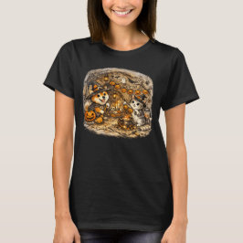 Söt Halloween-hund och katt i en mysig häxgrotta  T Shirt