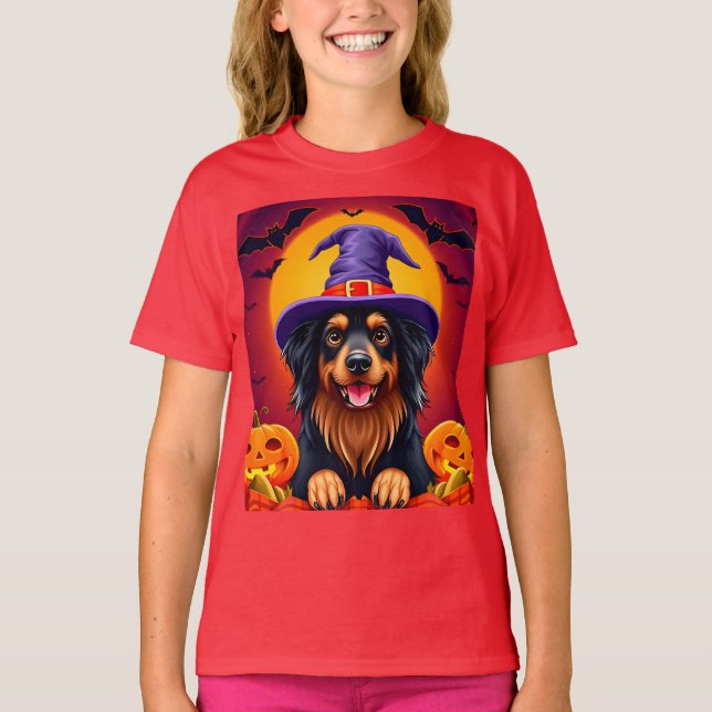 Söt halloween hund t shirt (Framsida)