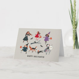 Söt halloween-illustration för barn julkort kort