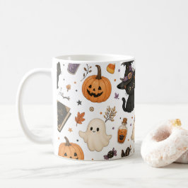 Söt Halloween-illustration med svarta katter i akv Kaffemugg