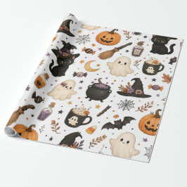 Söt Halloween-illustration med svarta katter i akv Presentpapper