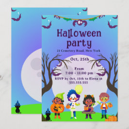 Söt Halloween-inbjudan för barn Inbjudningar