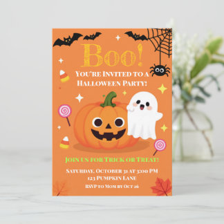 Söt Halloween-inbjudan för barn | Vänlig Tack Kort