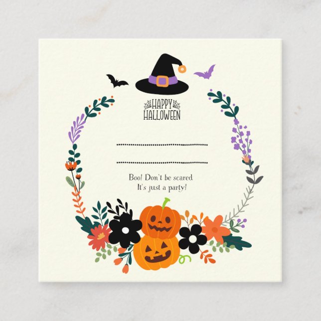 Söt Halloween-inbjudan Fyrkantigt Visitkort (Framsida)