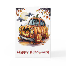 Söt Halloween Jack O Lantern Pumpa Bil Skräck