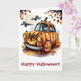 Söt Halloween Jack O Lantern Pumpa Bil Skräck Kort