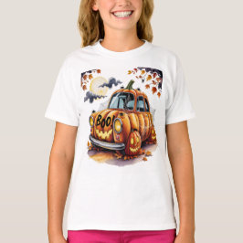 Söt Halloween Jack O Lantern Pumpa Bil Skräck T Shirt