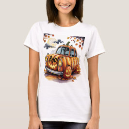 Söt Halloween Jack O Lantern Pumpa Bil Skräck T Shirt