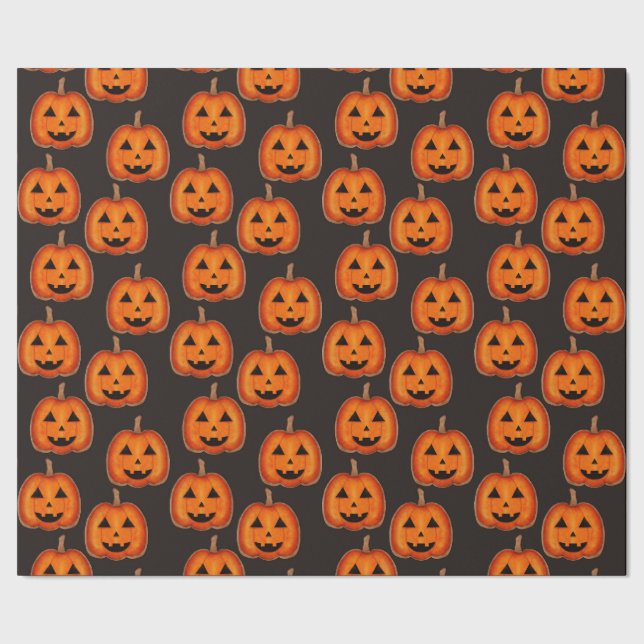 Söt Halloween Jack O Lantern Pumpamuster Wrap Presentpapper (Seam)