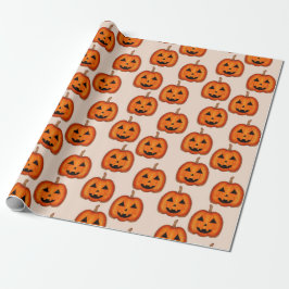 Söt Halloween Jack O Lantern Pumpamuster Wrap Presentpapper