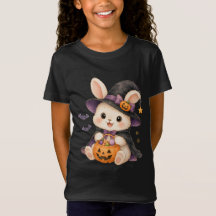 Söt Halloween-kanin Häxa med Pumpa Barn T-Shirt