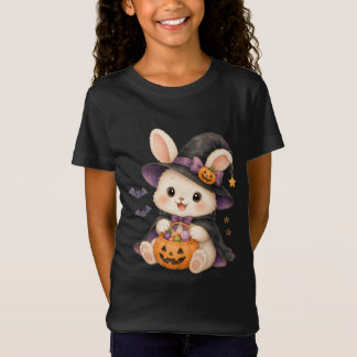 Söt Halloween-kanin Häxa med Pumpa Barn T-Shirt