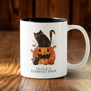 Söt Halloween Katt Anpassningsbar Två-Tonad Mugg