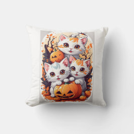 Söt Halloween-katt halsbandsetikett - Skräckinjaga Kudde