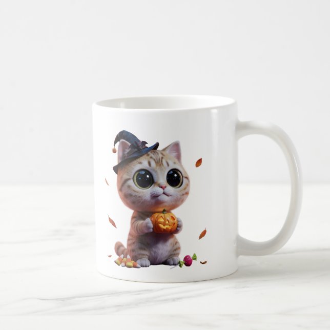 Söt Halloween-katt-häxa-mugg Kaffemugg (Höger)