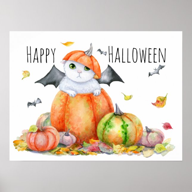 Söt Halloween-katt i pumpa Poster (Framsidan)