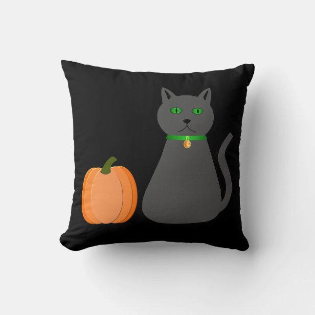 Söt Halloween-katt och pumpa Kudde (Framsida)
