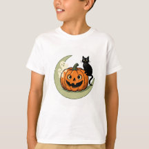 Söt Halloween-katt på pumpa barn t-shirt