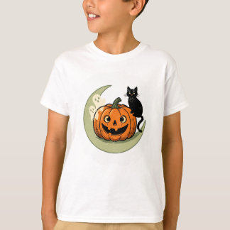 Söt Halloween-katt på pumpa barn t-shirt