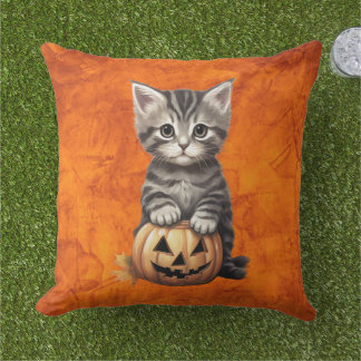 Söt Halloween Katt Pumpa Mysig Höst Dekoration Kudde