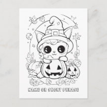 Söt Halloween Kitty Färg din egen