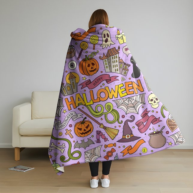 Söt Halloween-klotter-mönster Fleecefilt (Skapare uppladdad)