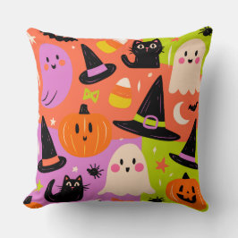 Söt Halloween-klotter - Spökpumpa Katt Kudde
