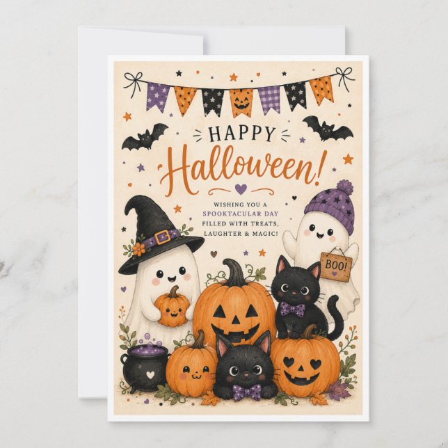 Söt Halloween-kort Julkort (Framsida)