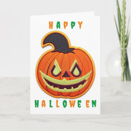 Söt Halloween-kort med pumpafält Helgkort