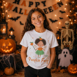Söt Halloween-kostym för flickor med pumpa och fe T Shirt