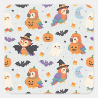 Söt Halloween-kostym Papegojor Fyrkantig dekal Fyrkantigt Klistermärke