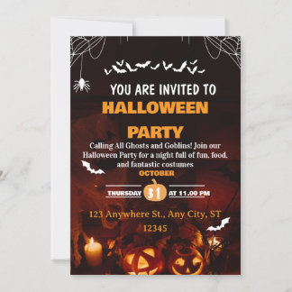 Söt Halloween-kostymfest-inbjudningskort Inbjudningar