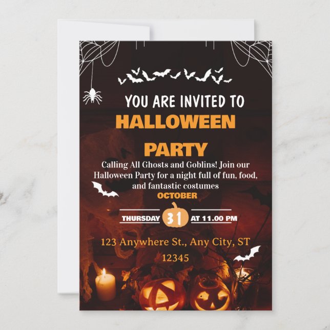 Söt Halloween-kostymfest-inbjudningskort Inbjudningar (Framsida)