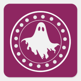 Söt Halloween kuslig spöke Orange & Vit Fyrkantigt Klistermärke