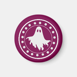 Söt Halloween kuslig spöke Orange & Vit Magnet