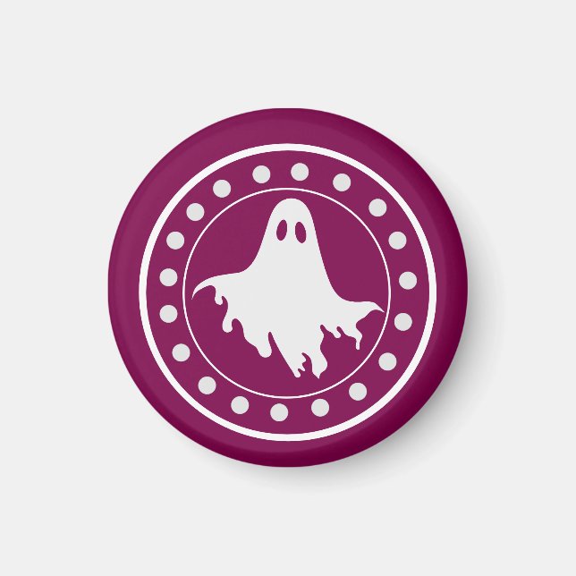 Söt Halloween kuslig spöke Orange & Vit Magnet (Framsidan)