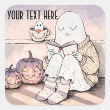 Söt Halloween-läsande spök mysig höst bokklubb