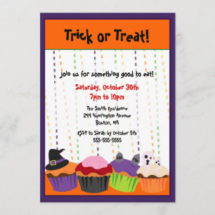 SÖT Halloween läskig Cupcake-inbjudan Inbjudningar