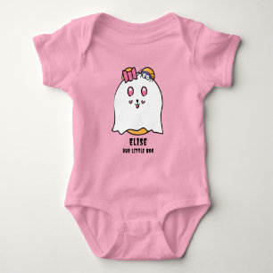 Söt Halloween-liten Boo-flicka spökskräddad namn T Shirt