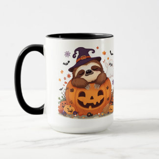 Söt Halloween-lovebird som njuter av en mysig kopp