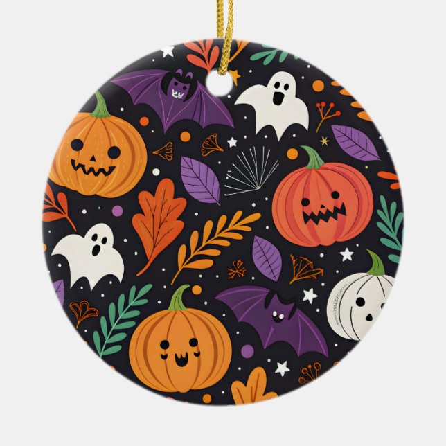 Söt Halloween magisk mönster Julgransprydnad Keramik (Framsidan)