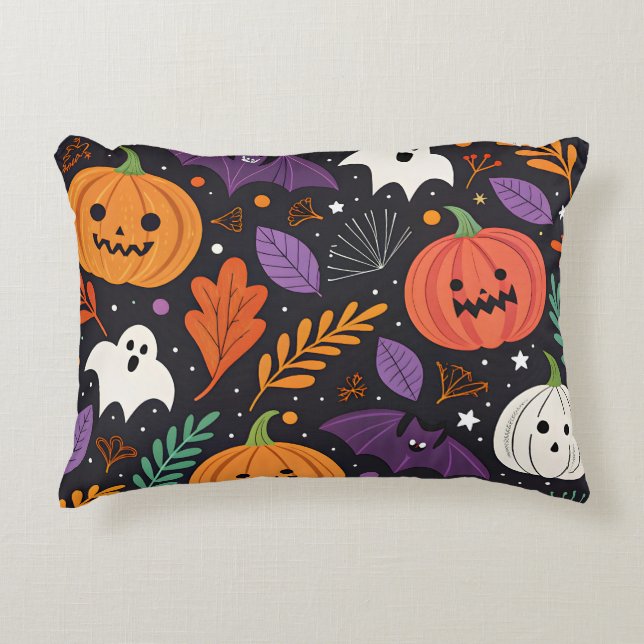 Söt Halloween magisk mönster Prydnadskudde (Framsidan)