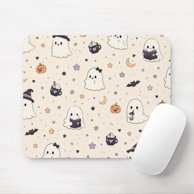 Söt Halloween Mini Spökliknande Musmatta (Med mus)