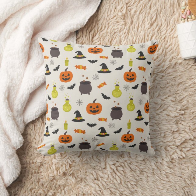 Söt Halloween-mönster kastkudde Kudde (Filt)