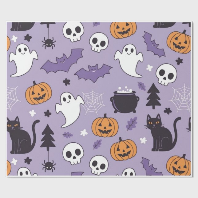Söt Halloween-mönstrad inpackningspapper ark Presentpapper (Platt)